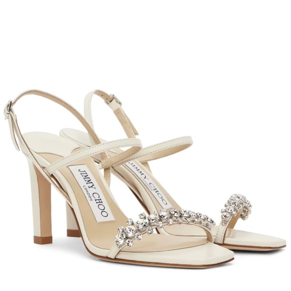 Jimmy Choo Off-White Meira 85 Heeled Slingback Heels / Sandals US7 - Picture 8 of 15
